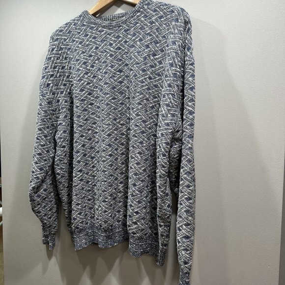 VTG SHENANDOAH Mens XXL Blue Gray Lattice Knit Cotton Blend Crew Neck Sweater US - Picture 9 of 12